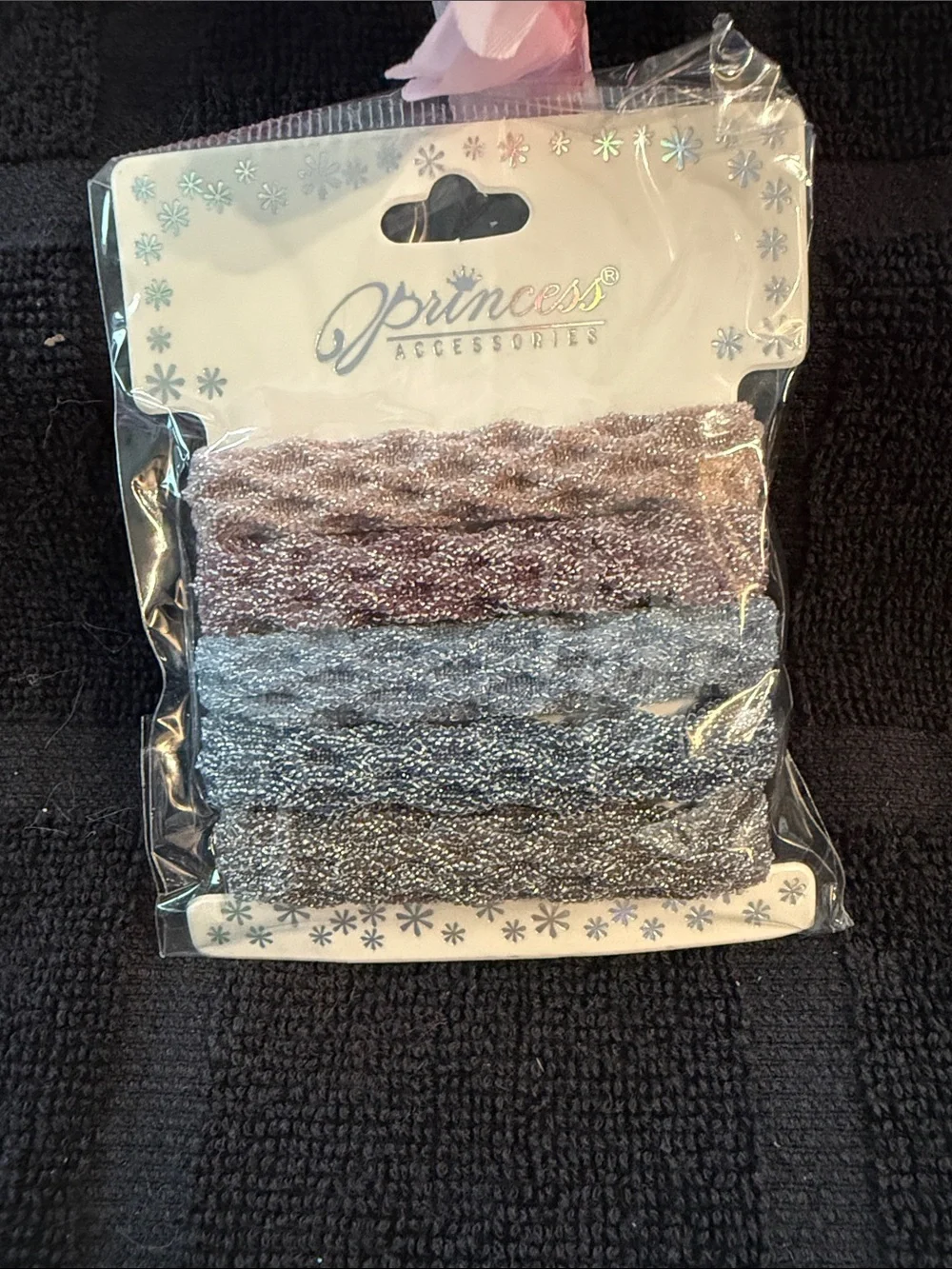 Shimmery Braided Elastic Hair Ties - Pink & Silver